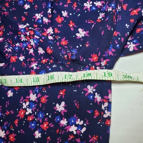 J. Crew Factory Long Sleeve Ruffleneck Top Floral Navy Size XS - Picture 9 of 11